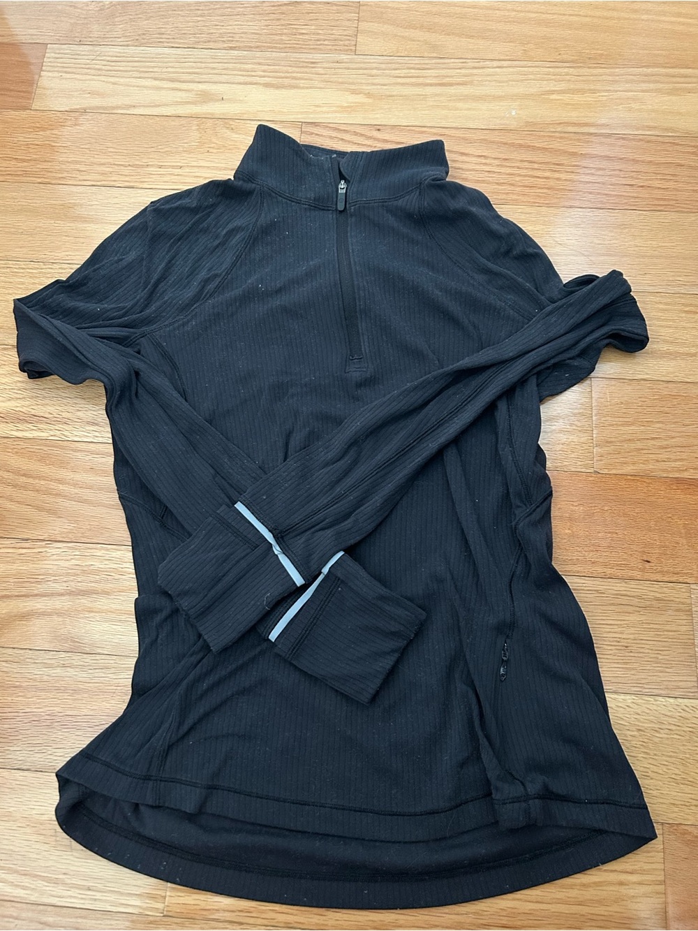 lululemon athletica Black Ribbed Half-Zip Top with Thumbhole Cuffs